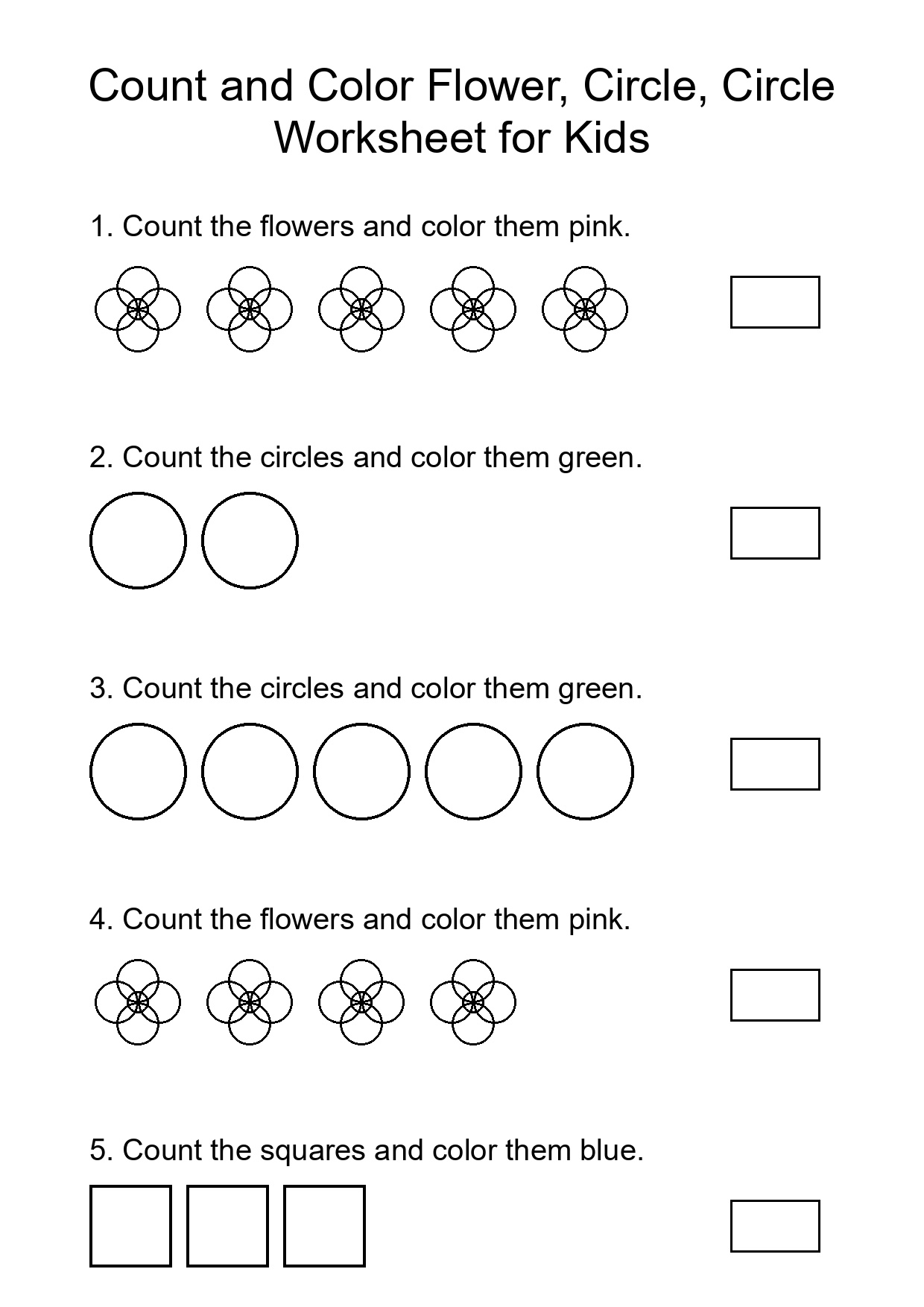 Printable Count and Color Worksheet for Preschool