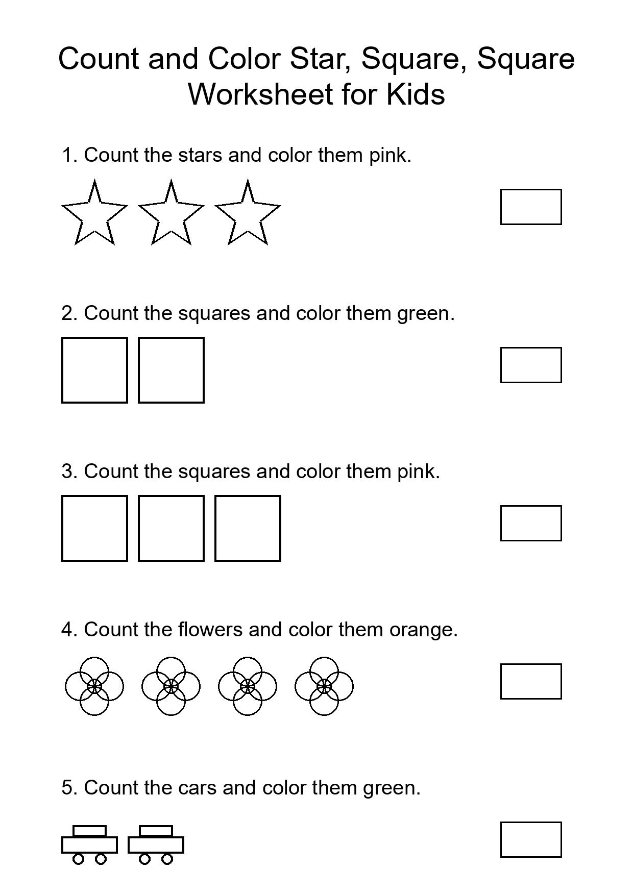 Printable Count and Color Worksheet for Preschool
