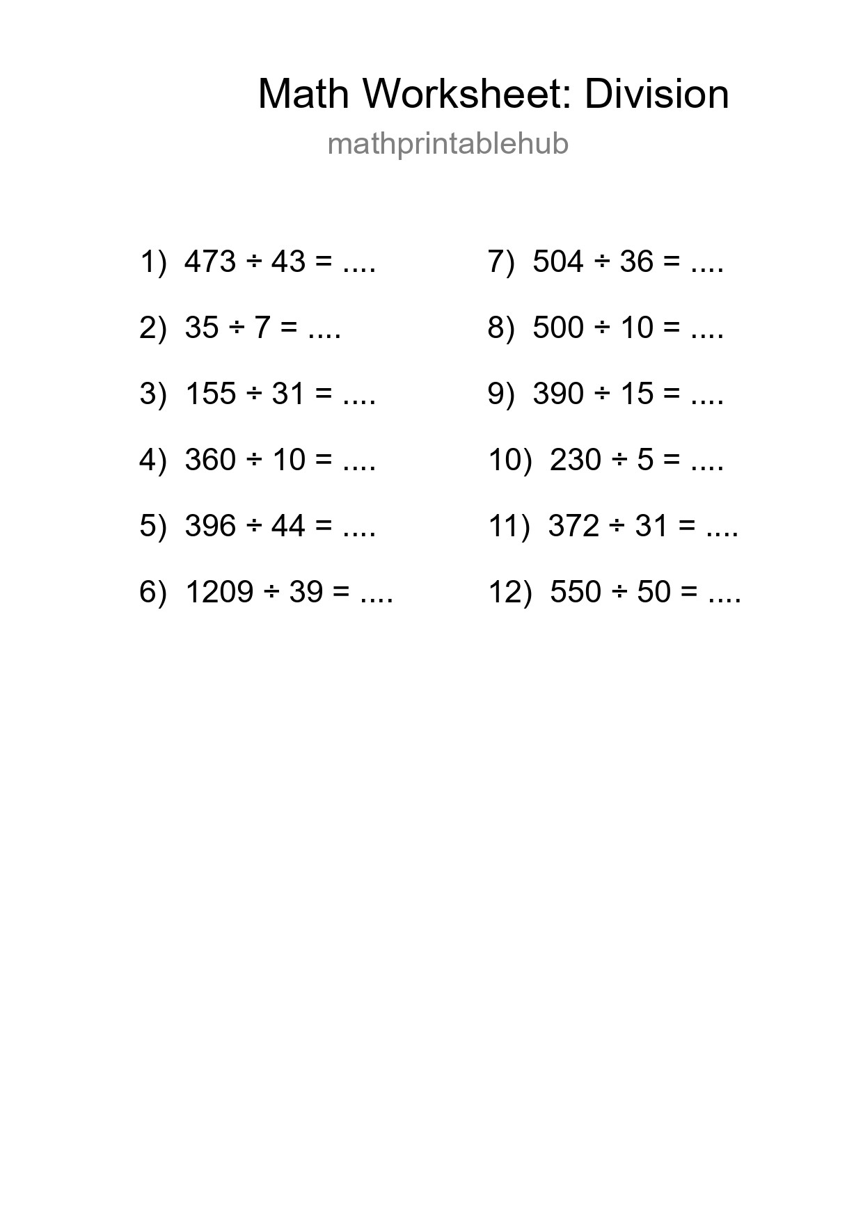 Free 12 Division Math Worksheet For Grade 2 - Part 84