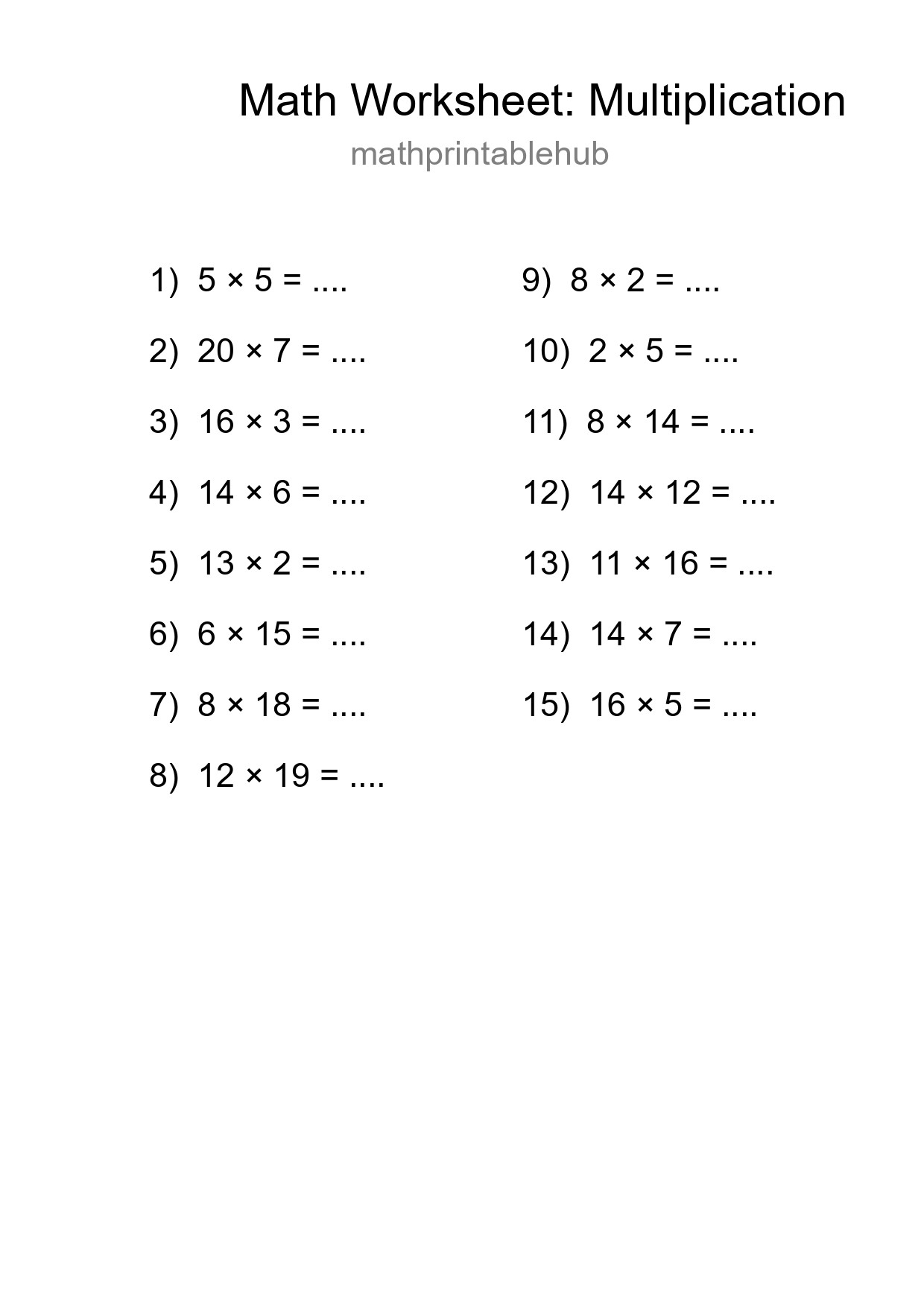 Free 15 Multiplication Math Worksheet For Grade 2 - Part 37
