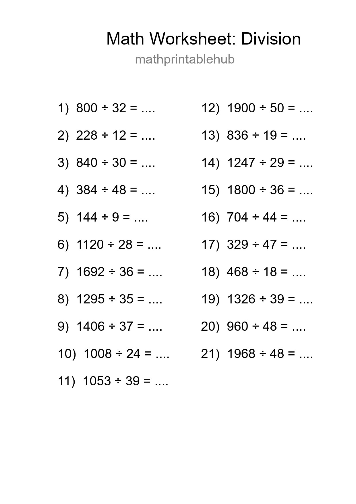 Free 21 Division Math Worksheet For Grade 2 With Answers - Part 24