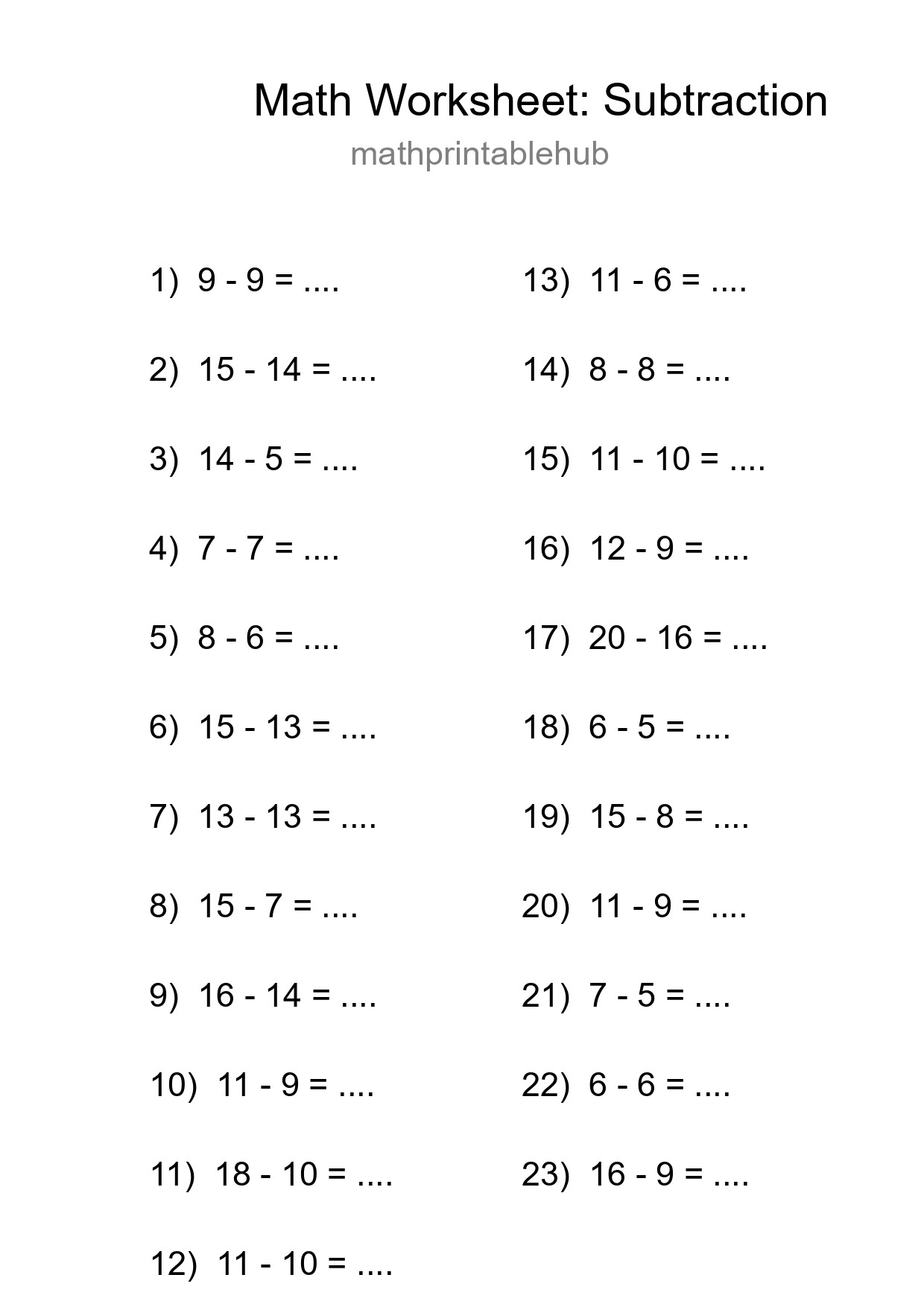 Free 23 Subtraction Math Worksheet For Grade 2 - Part 78
