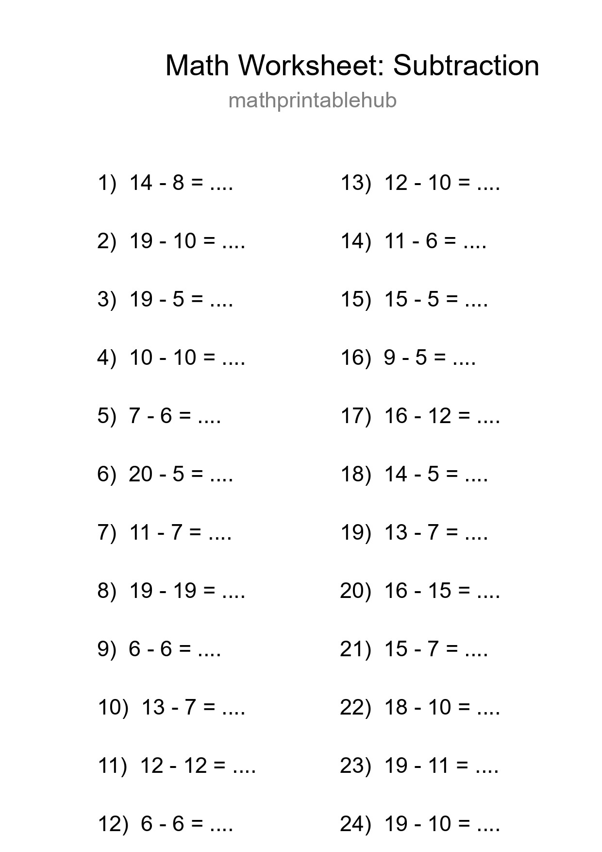 Free 24 Subtraction Math Worksheet For Grade 2 With Answers - Part 18