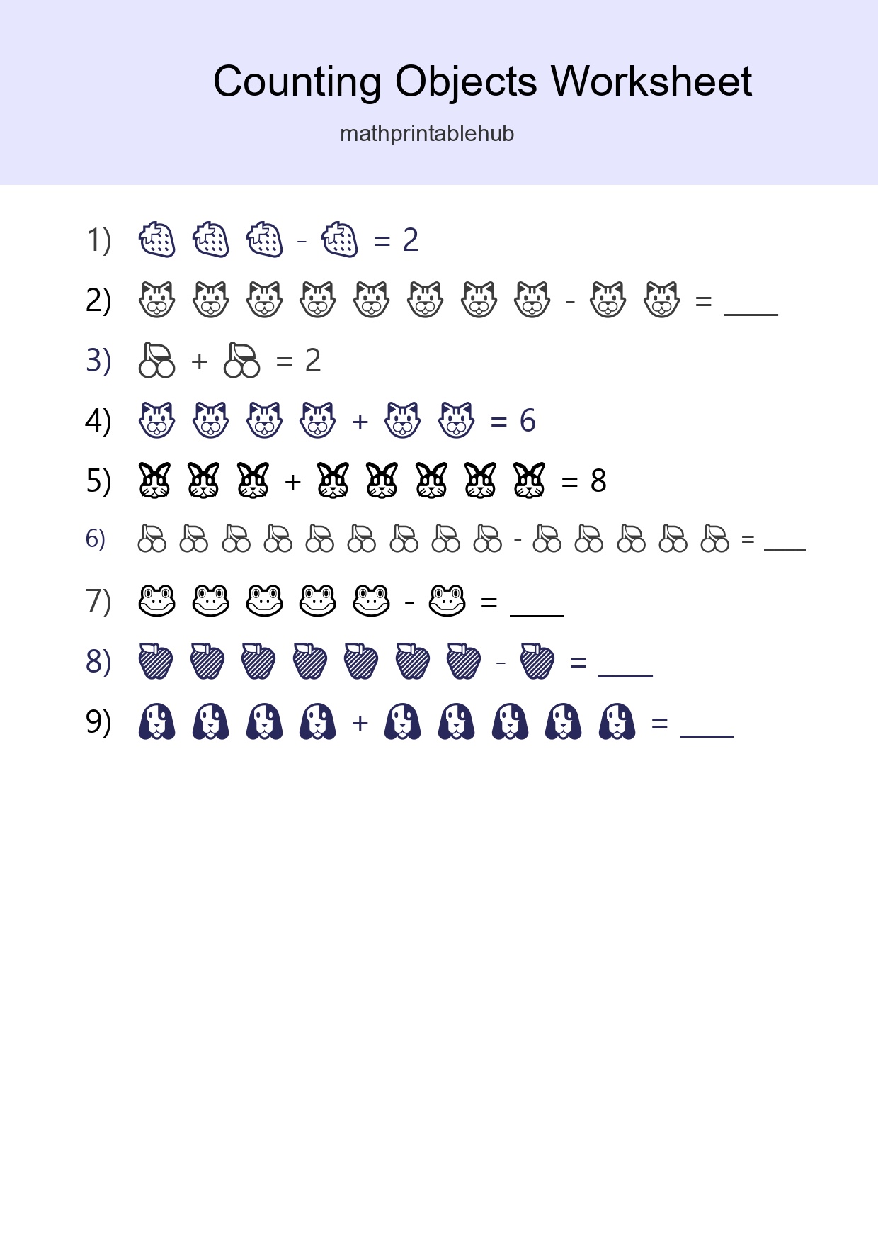 Free Counting Objects Worksheet For Kindergarten Printable - Part 73