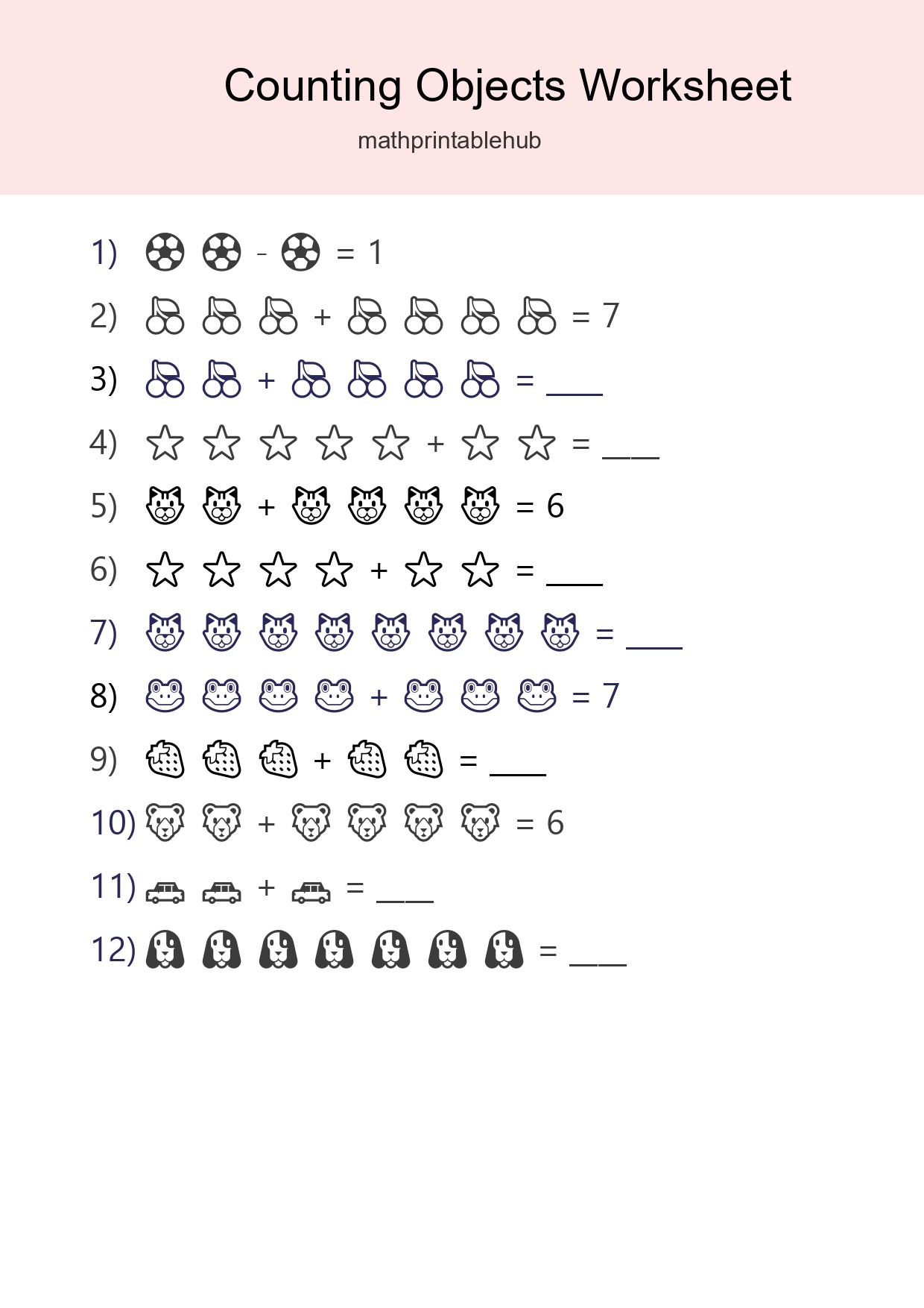 Free Counting Objects Worksheet For Kindergarten Printable - Part 93