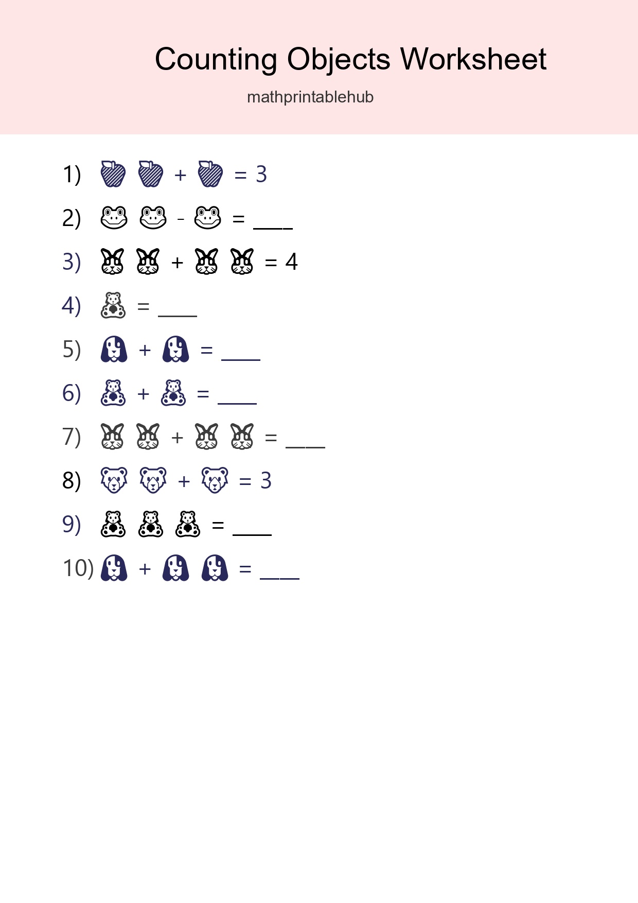 Printable Counting Objects Worksheet for Pre-K