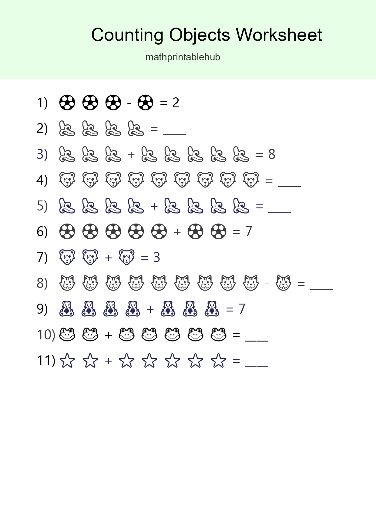 Learn Counting With Pictures Worksheet (Kindergarten) - Part 83