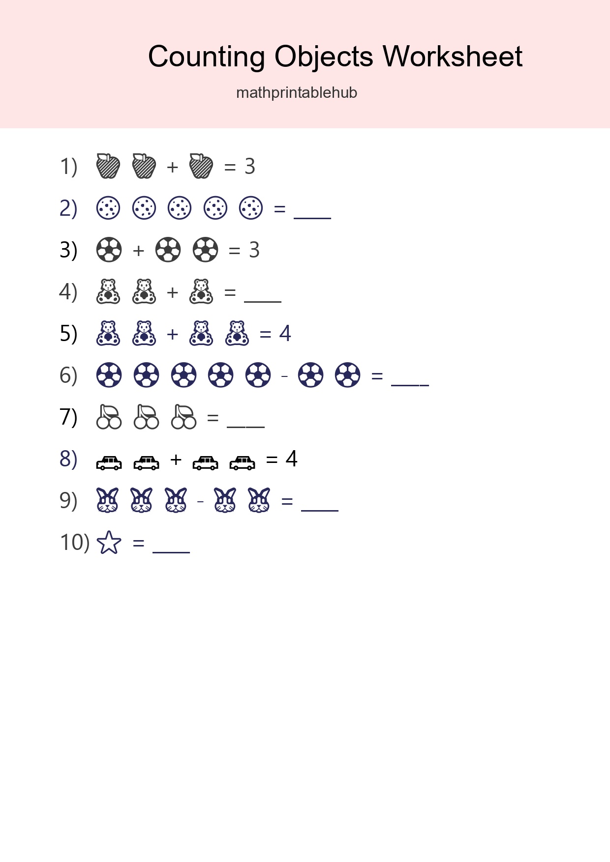 Pre-K Count The Objects Worksheet - Part 3