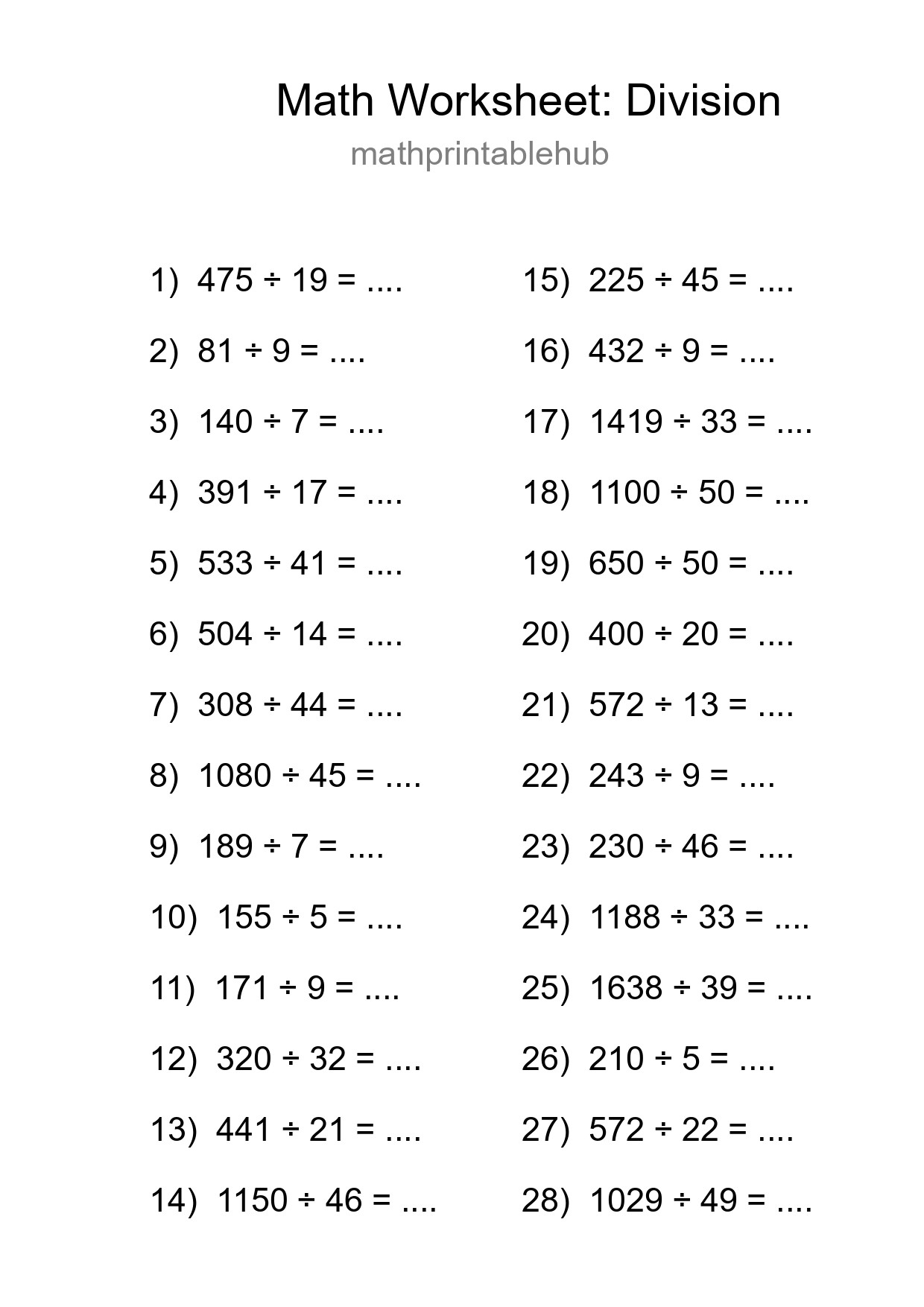 Printable Free 28 Division Math Worksheet For Grade 2 - Part 34