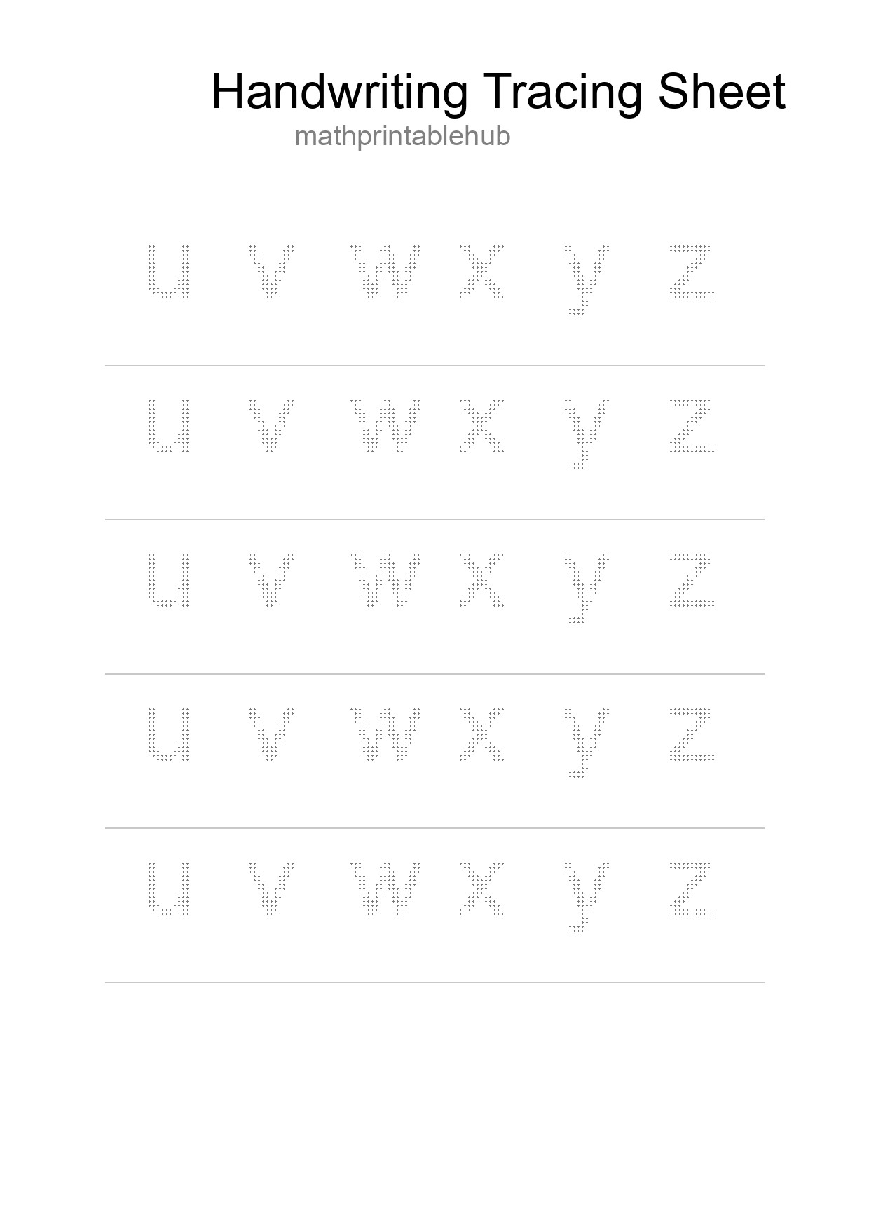 Printable Tracing Worksheet for Preschool