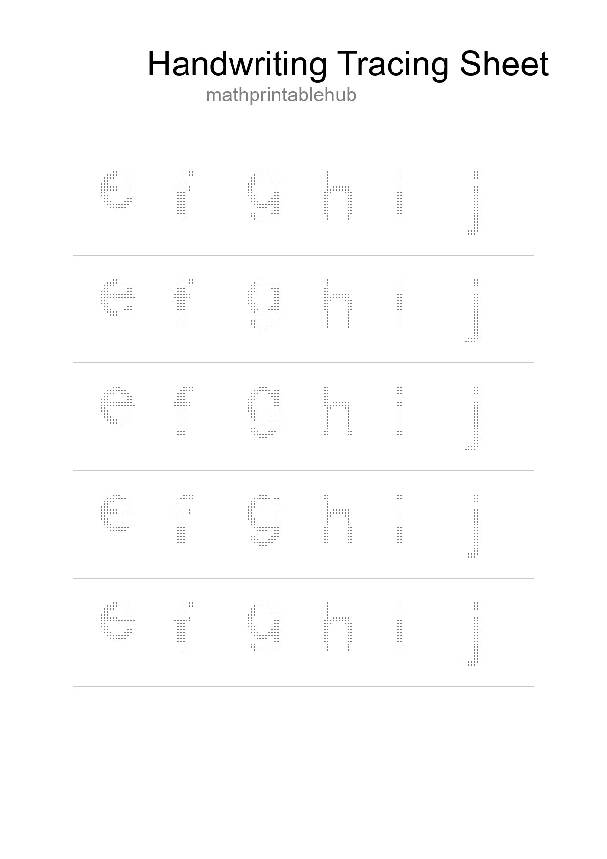 Printable Tracing Worksheet for Preschool